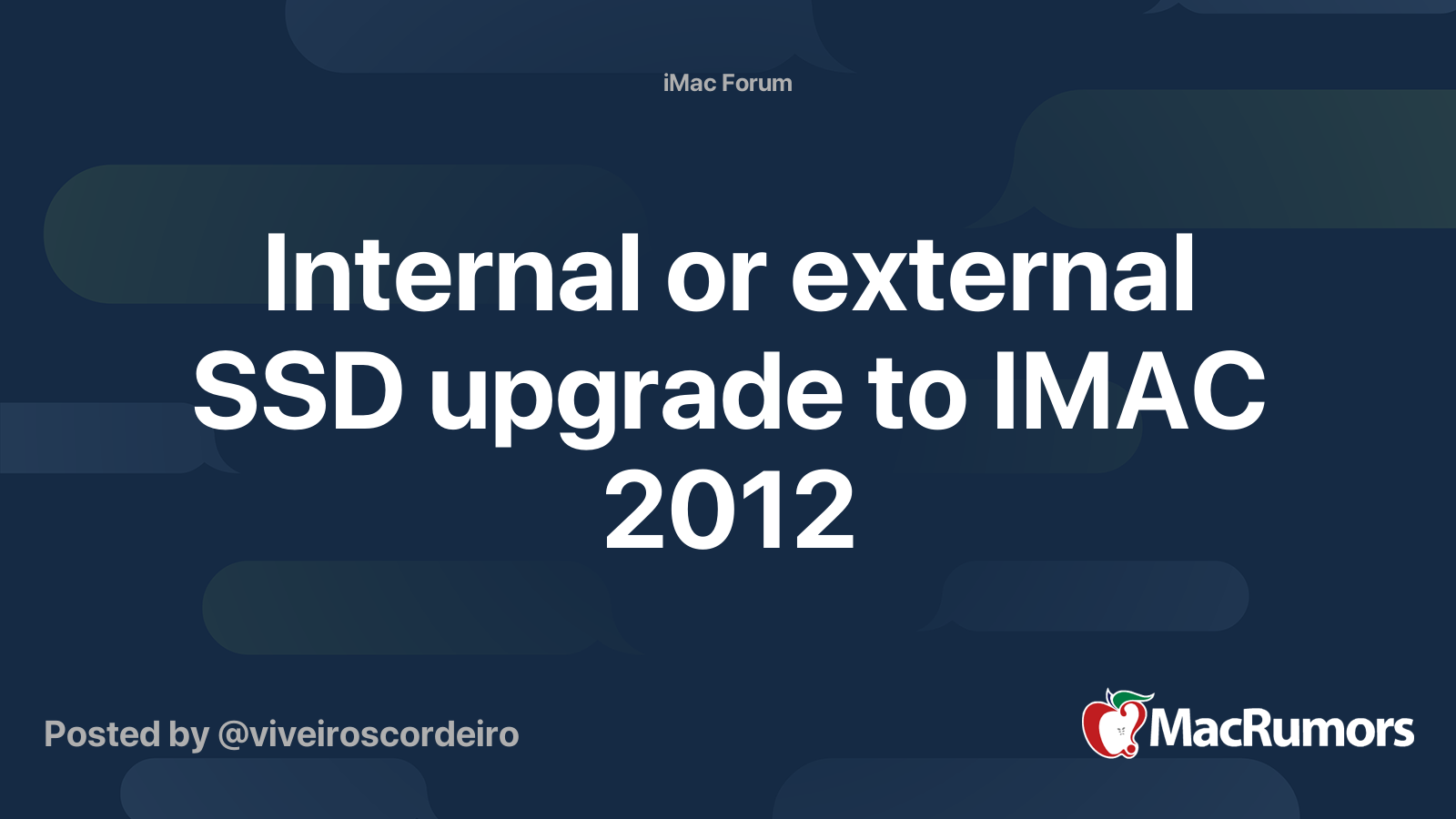 Internal Or External SSD Upgrade To IMAC 2012 MacRumors Forums