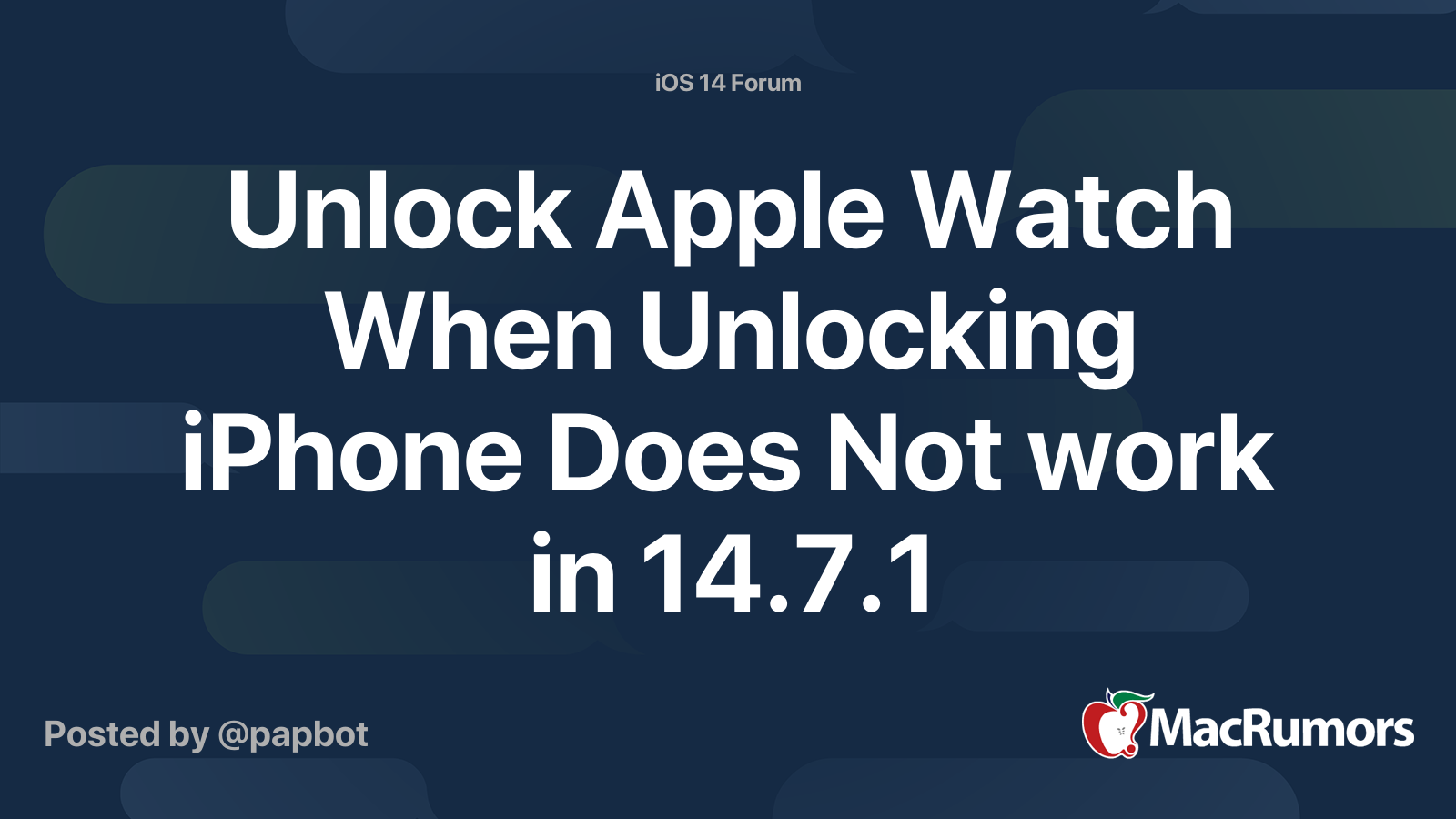 Unlock Apple Watch When Unlocking iPhone Does Not work in 14.7.1
