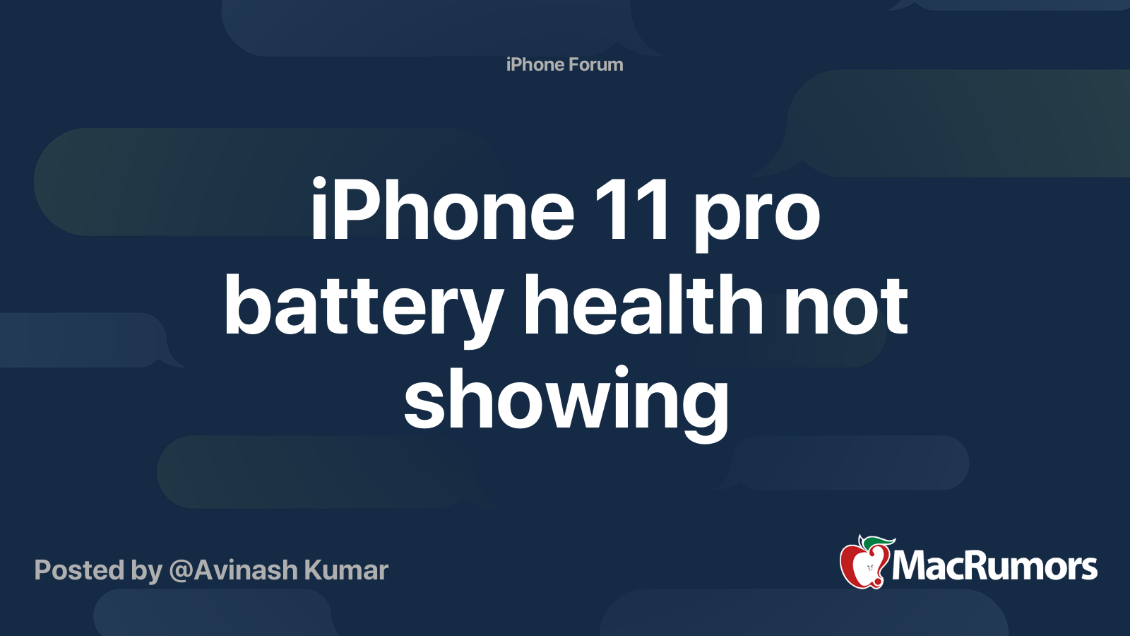 iPhone 11 pro battery health not showing MacRumors Forums