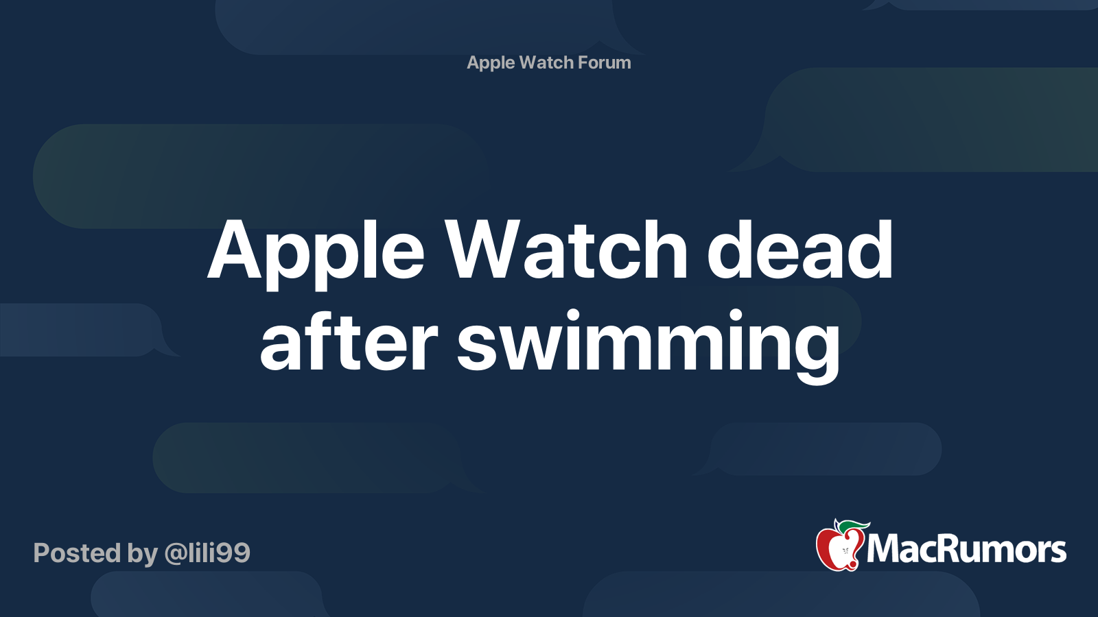 Apple Watch dead after swimming MacRumors Forums