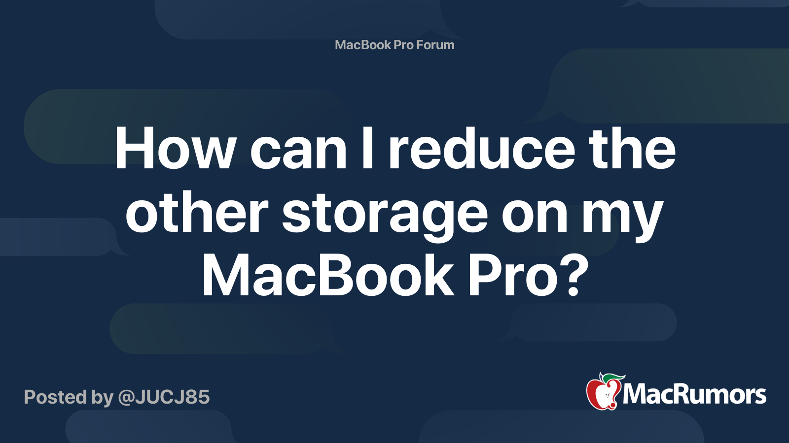 How can I reduce the other storage on my MacBook Pro? MacRumors Forums
