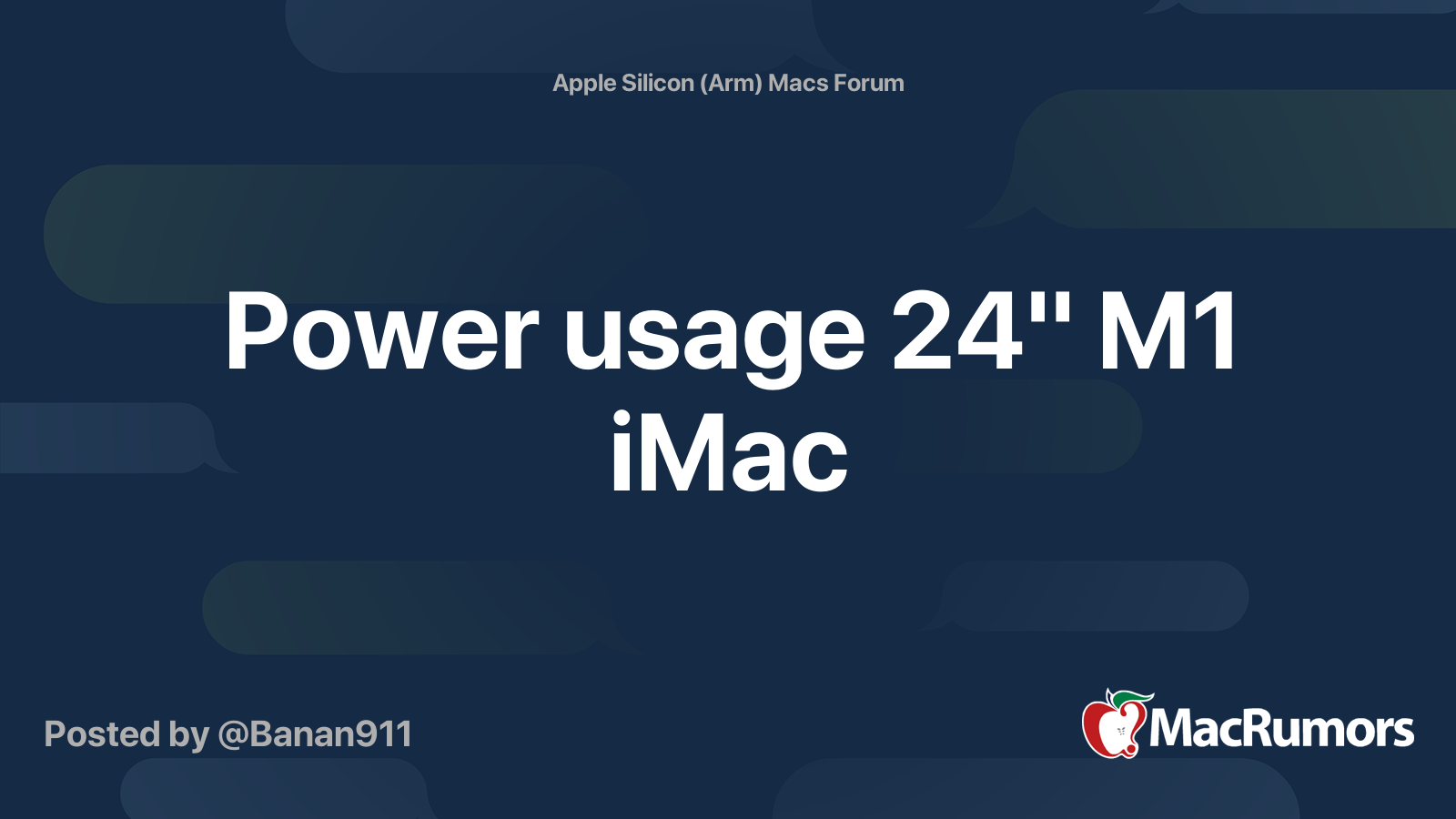 Power usage 24" M1 iMac | MacRumors Forums