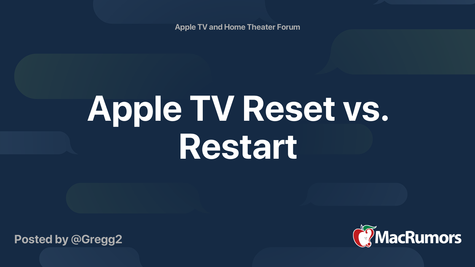 Apple TV Reset vs. Restart MacRumors Forums