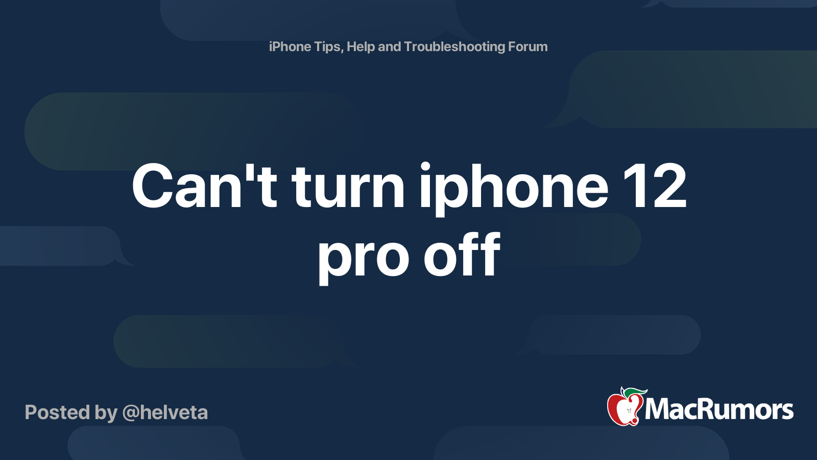 Can't turn iphone 12 pro off | MacRumors Forums