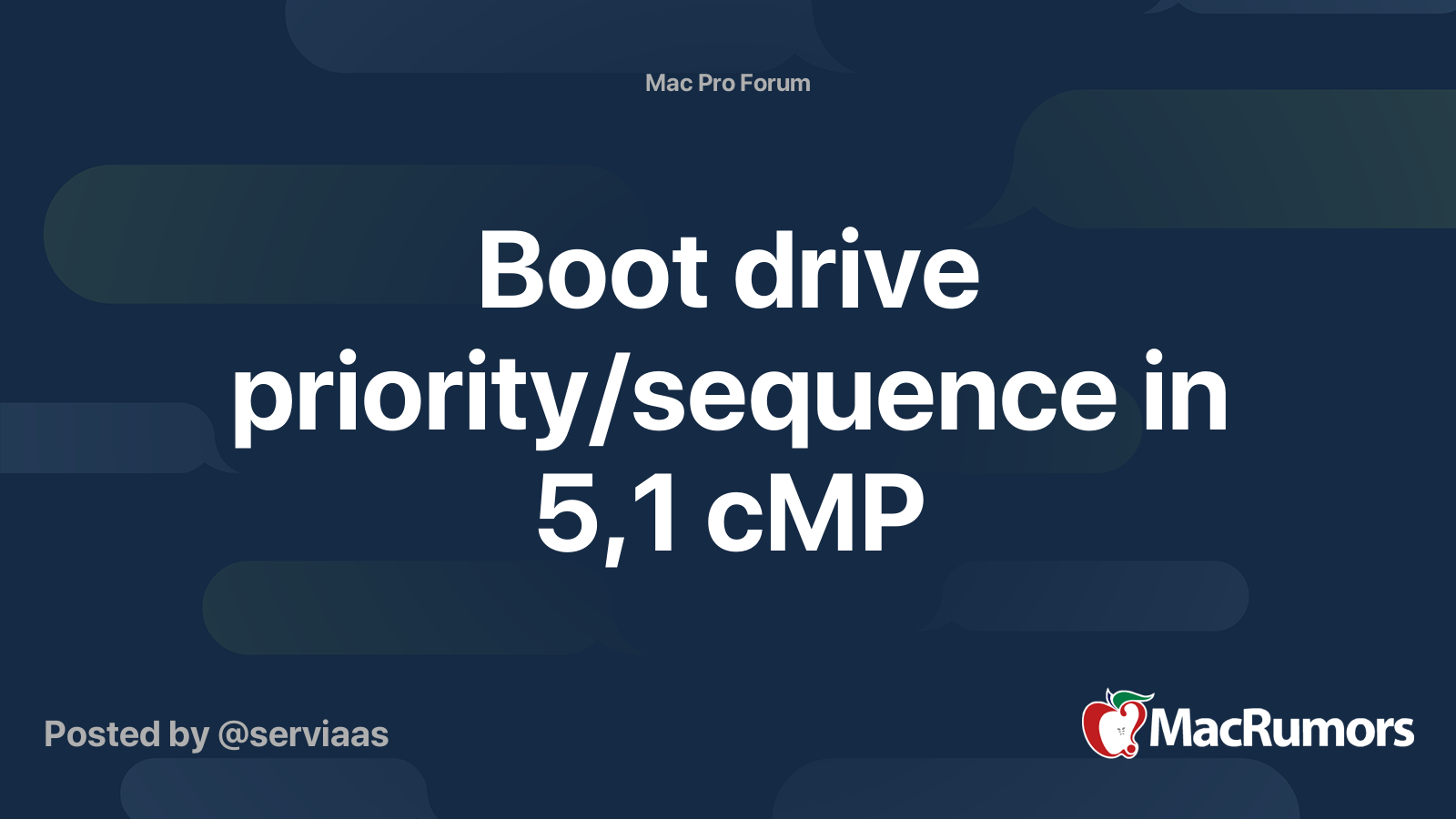 Boot drive priority/sequence in 5,1 cMP MacRumors Forums