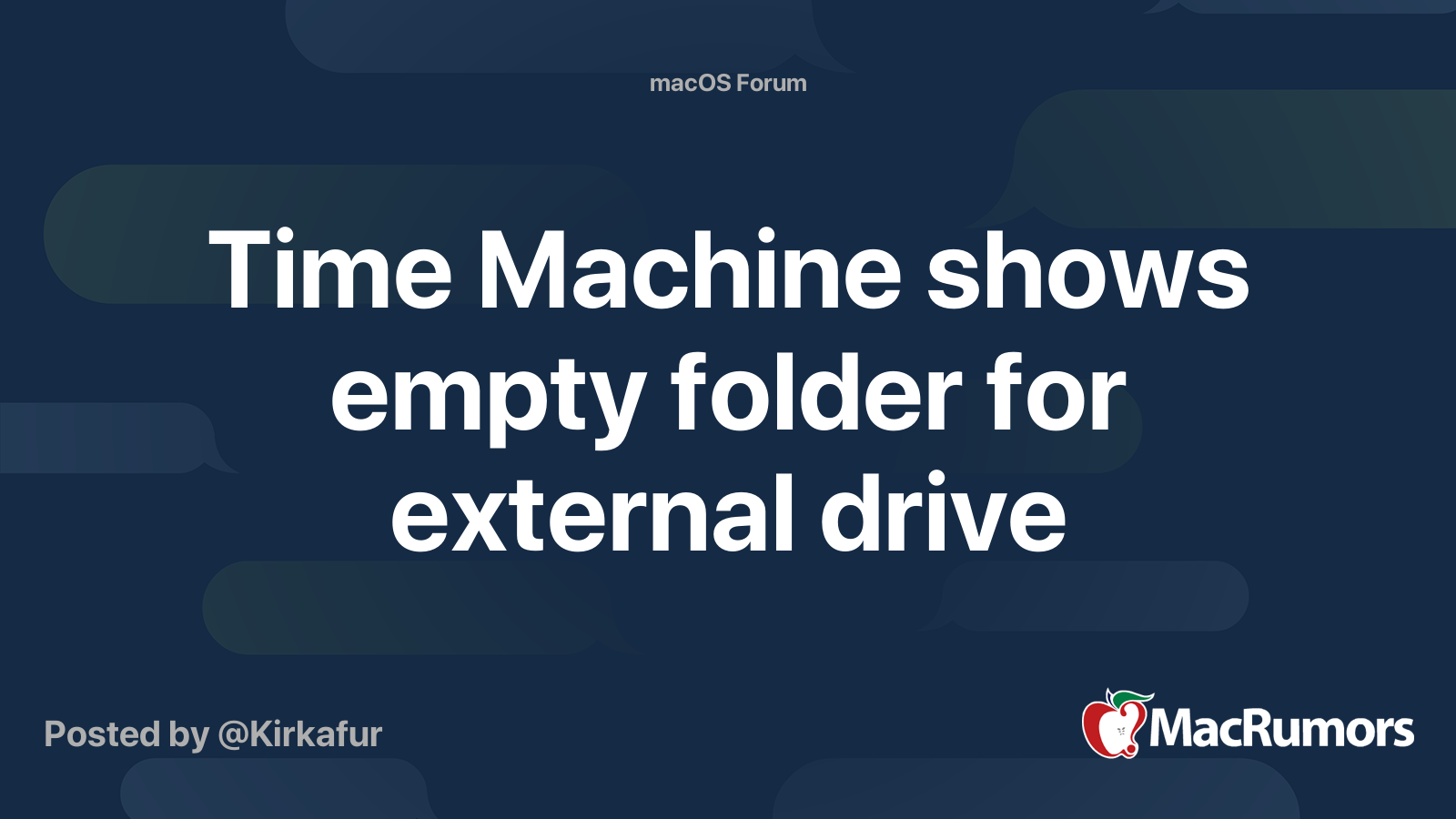 Time Machine shows empty folder for external drive | MacRumors Forums