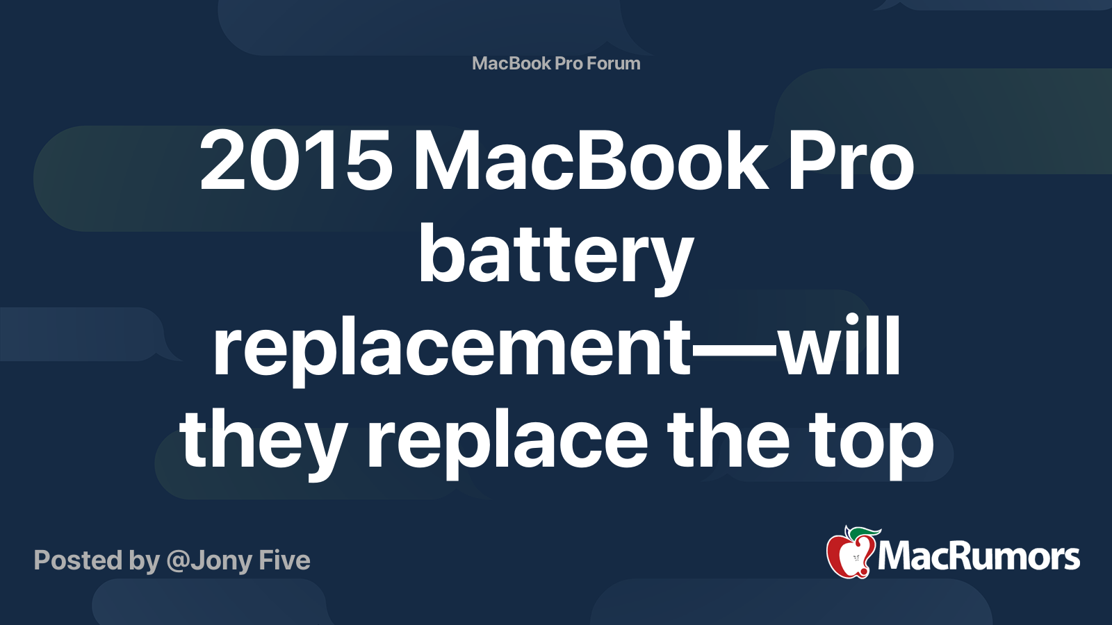 2015 MacBook Pro battery replacement—will they replace the top case too