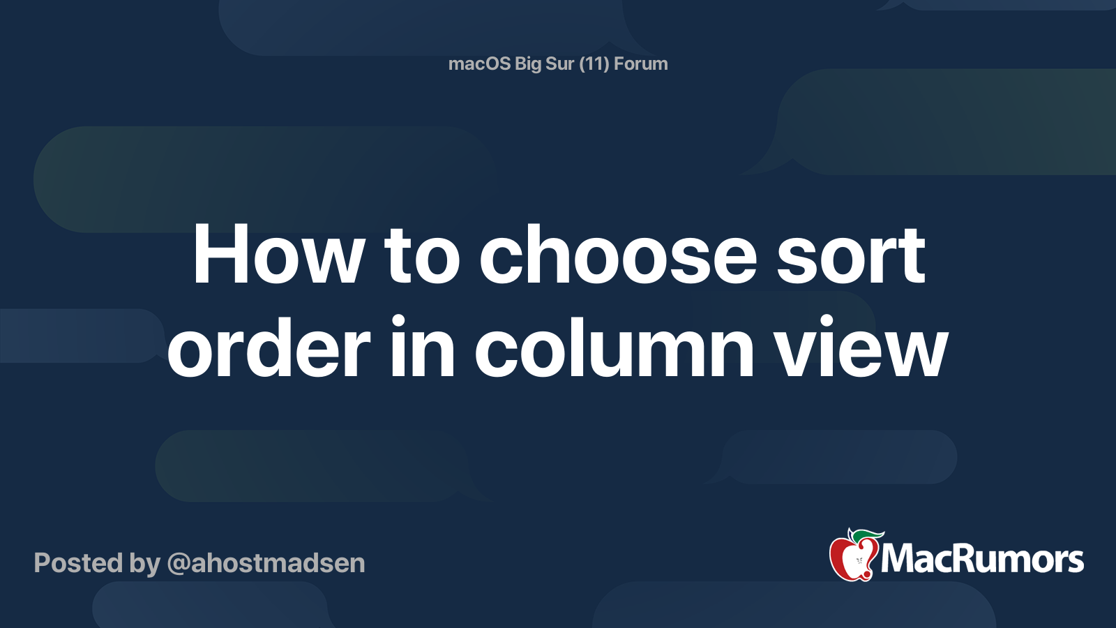 How to choose sort order in column view | MacRumors Forums