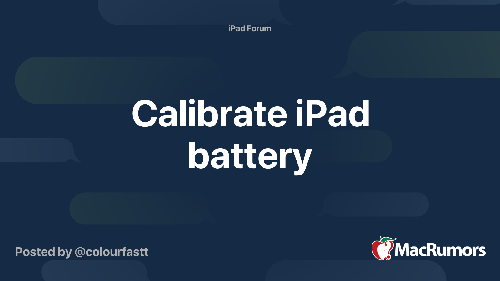 Calibrate iPad battery MacRumors Forums