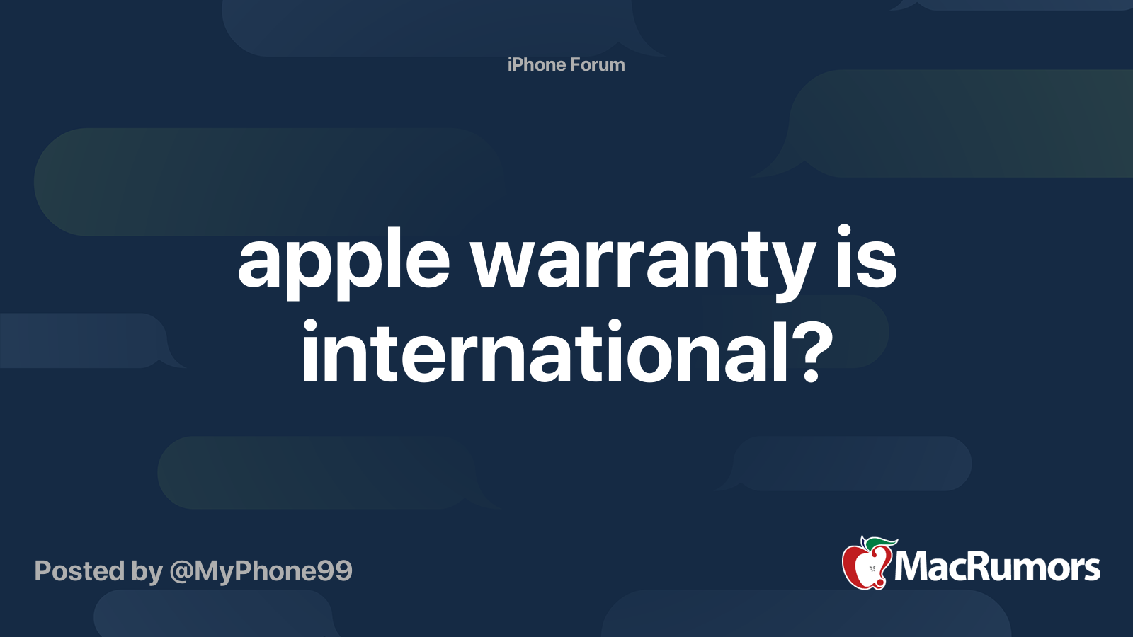 apple warranty is international? | MacRumors Forums