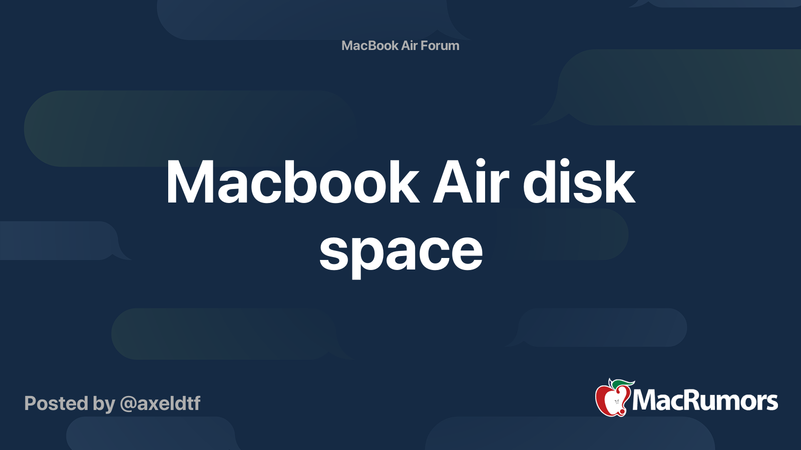 Macbook Air disk space MacRumors Forums