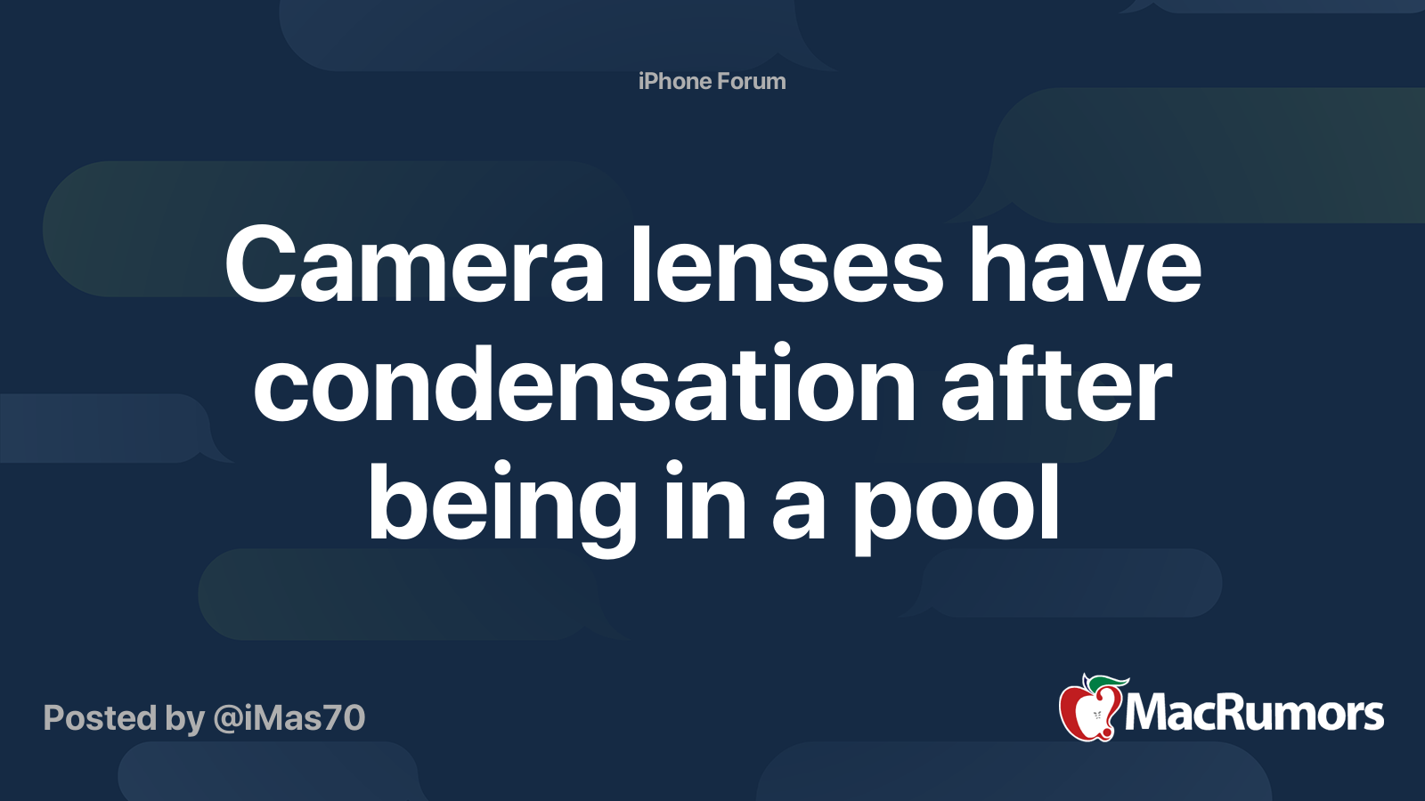 Camera lenses have condensation after being in a pool MacRumors Forums