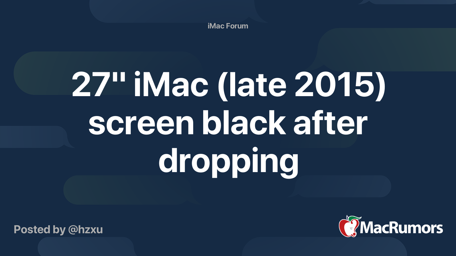 27" iMac (late 2015) screen black after dropping MacRumors Forums
