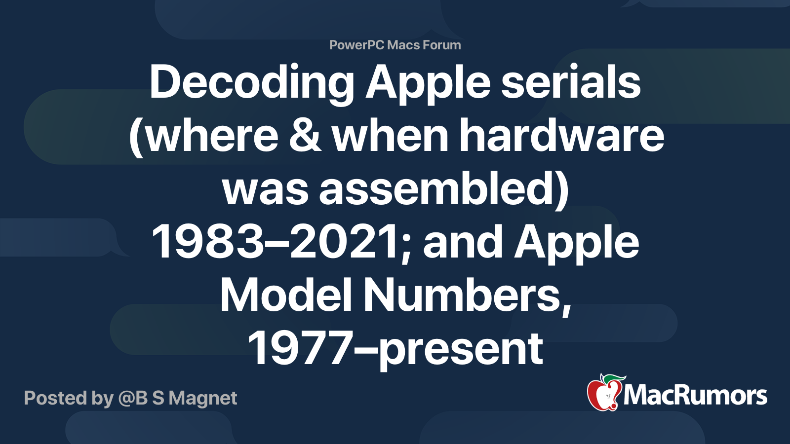 Decoding Apple serials (where & when hardware was assembled) 1983–2021 ...