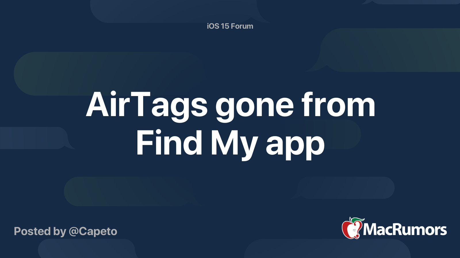 AirTag no longer showing up after iOS 15 upgrade | MacRumors Forums