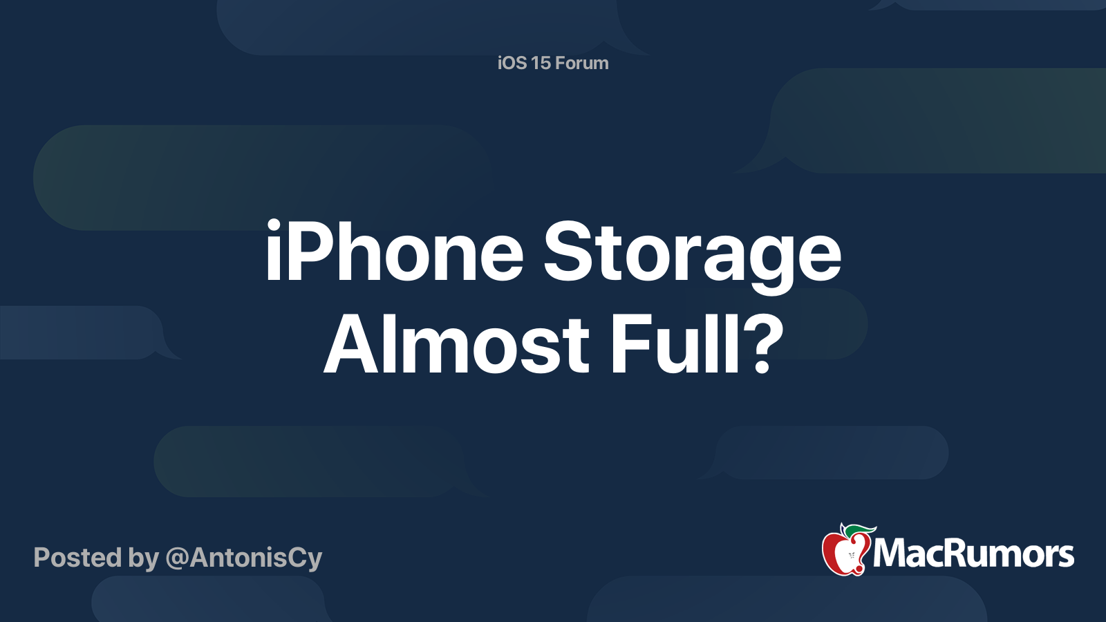 iPhone Storage Almost Full? MacRumors Forums
