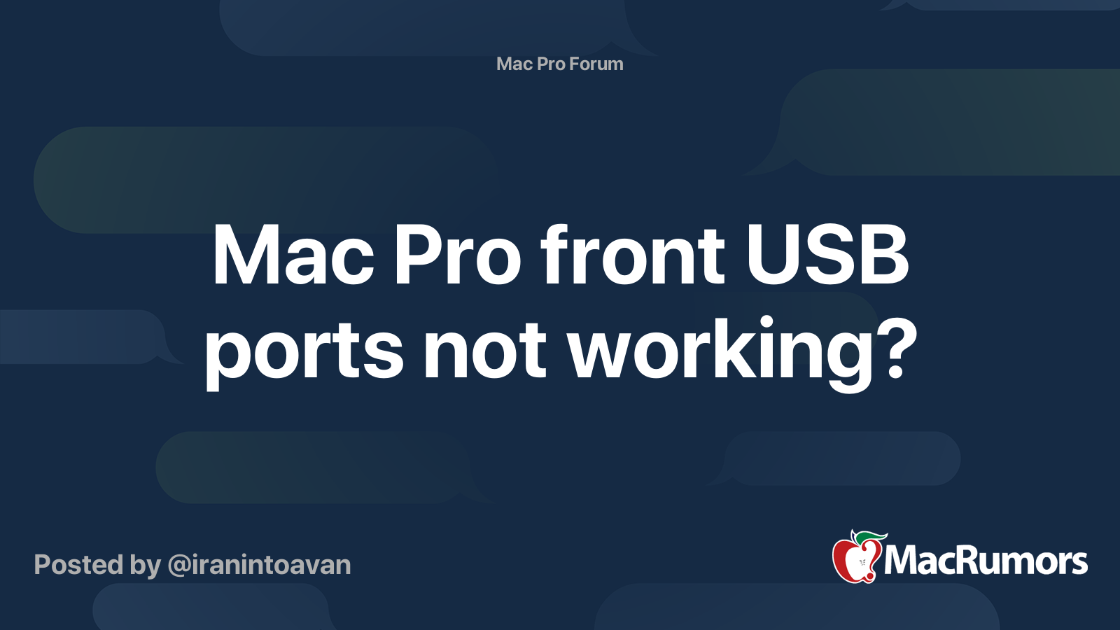 Mac Pro front USB ports not working? MacRumors Forums