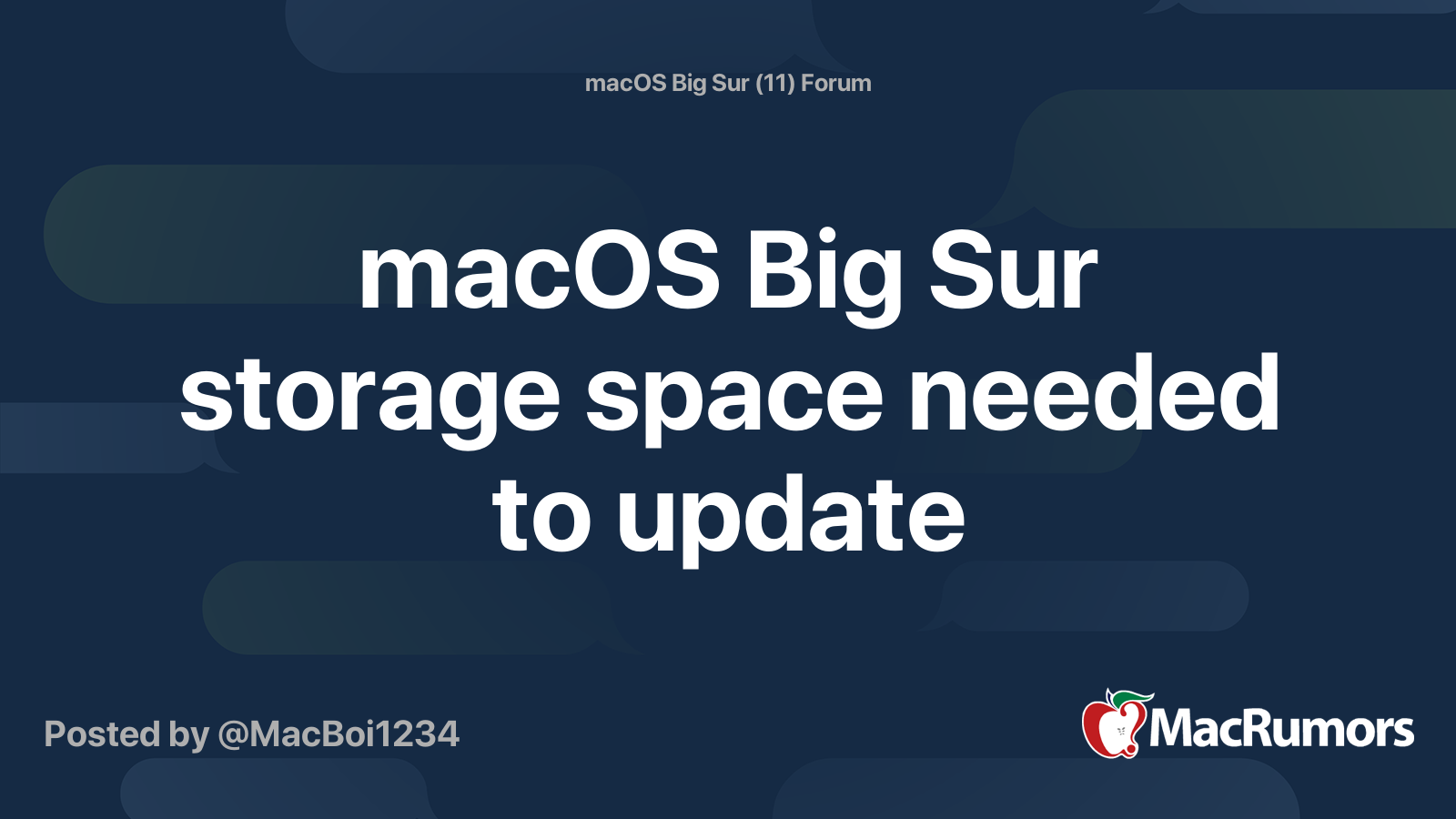 macOS Big Sur storage space needed to update MacRumors Forums