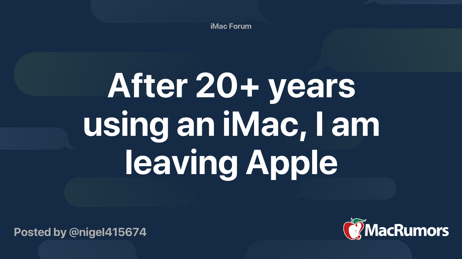 After 20+ years using an iMac, I am leaving Apple MacRumors Forums
