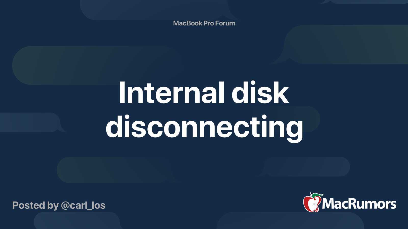 Internal disk disconnecting MacRumors Forums