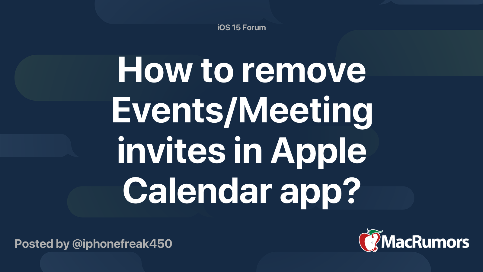 How to remove Events/Meeting invites in Apple Calendar app? MacRumors