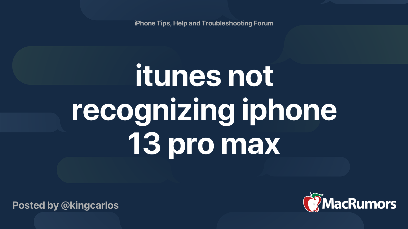 itunes not recognizing iphone 13 pro max MacRumors Forums