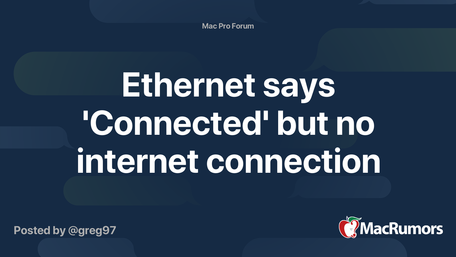 says 'Connected' but no connection MacRumors Forums