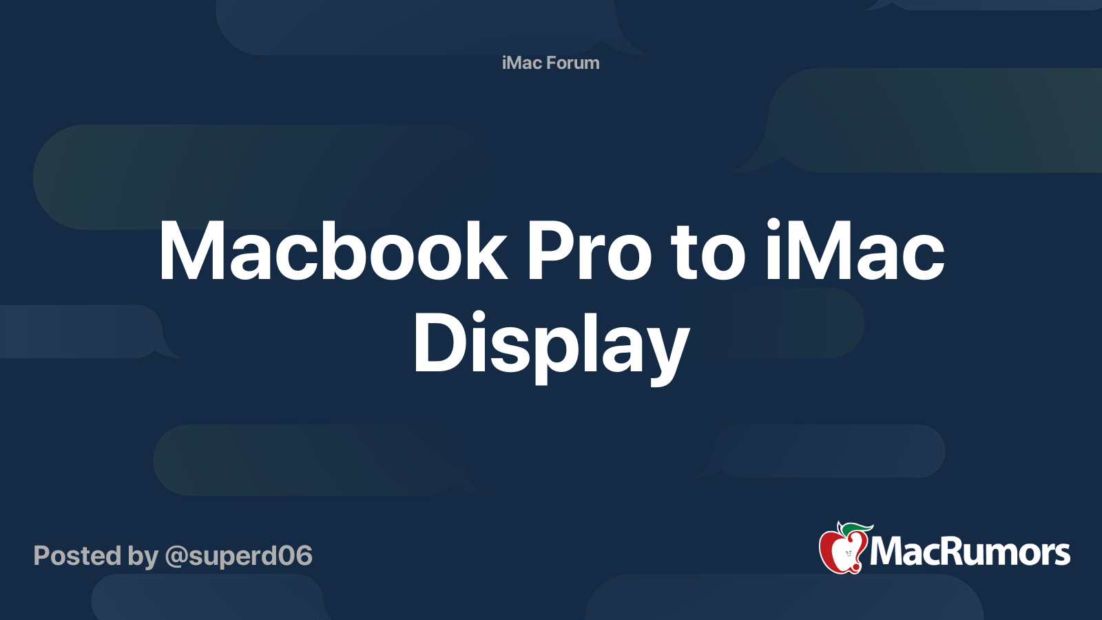 Macbook Pro To IMac Display MacRumors Forums