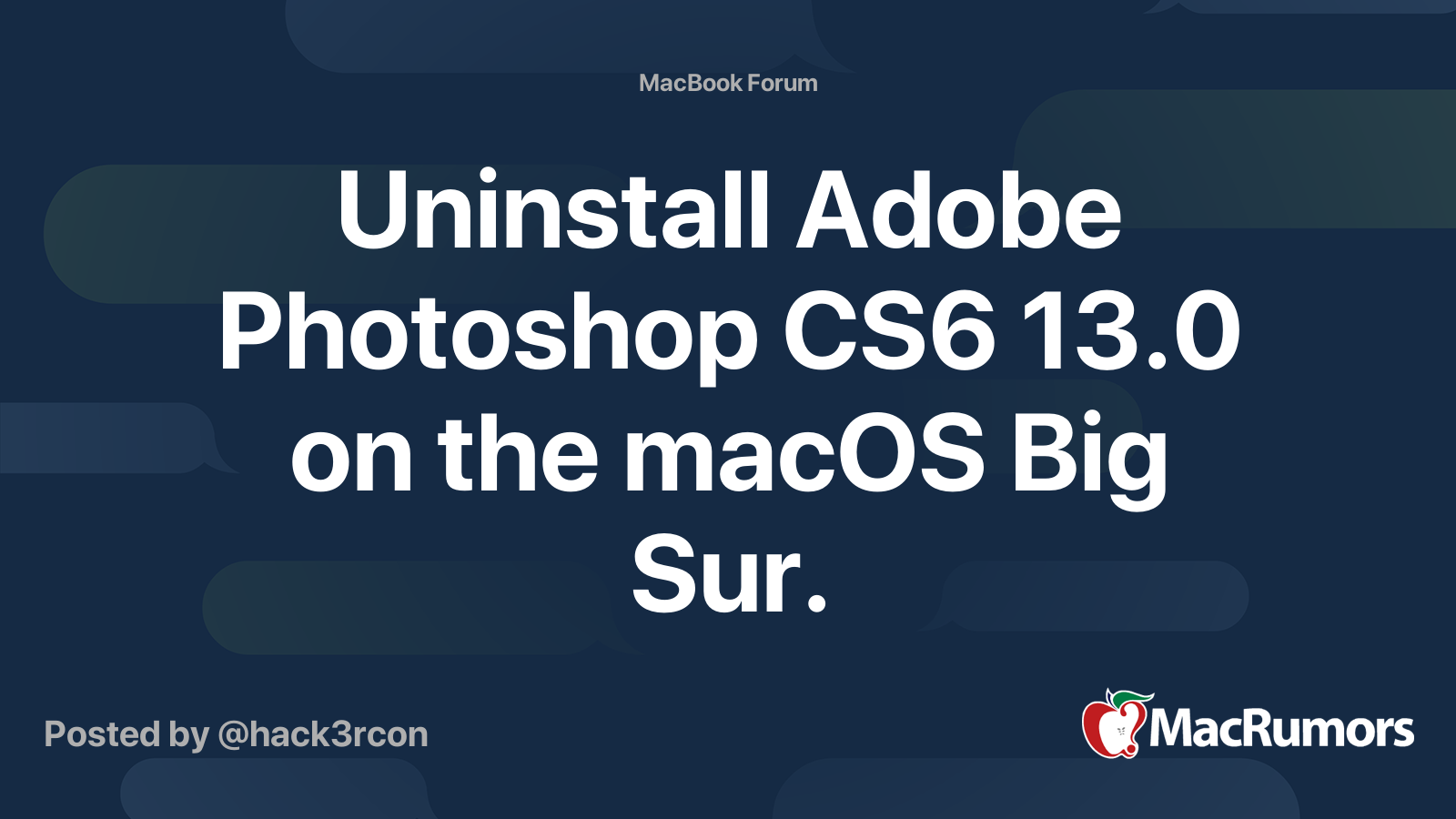 Uninstall Adobe CS6 13.0 on the macOS Big Sur. MacRumors Forums
