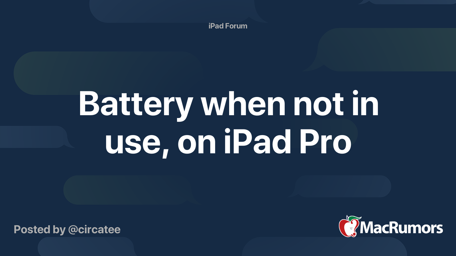 Battery when not in use, on iPad Pro | MacRumors Forums