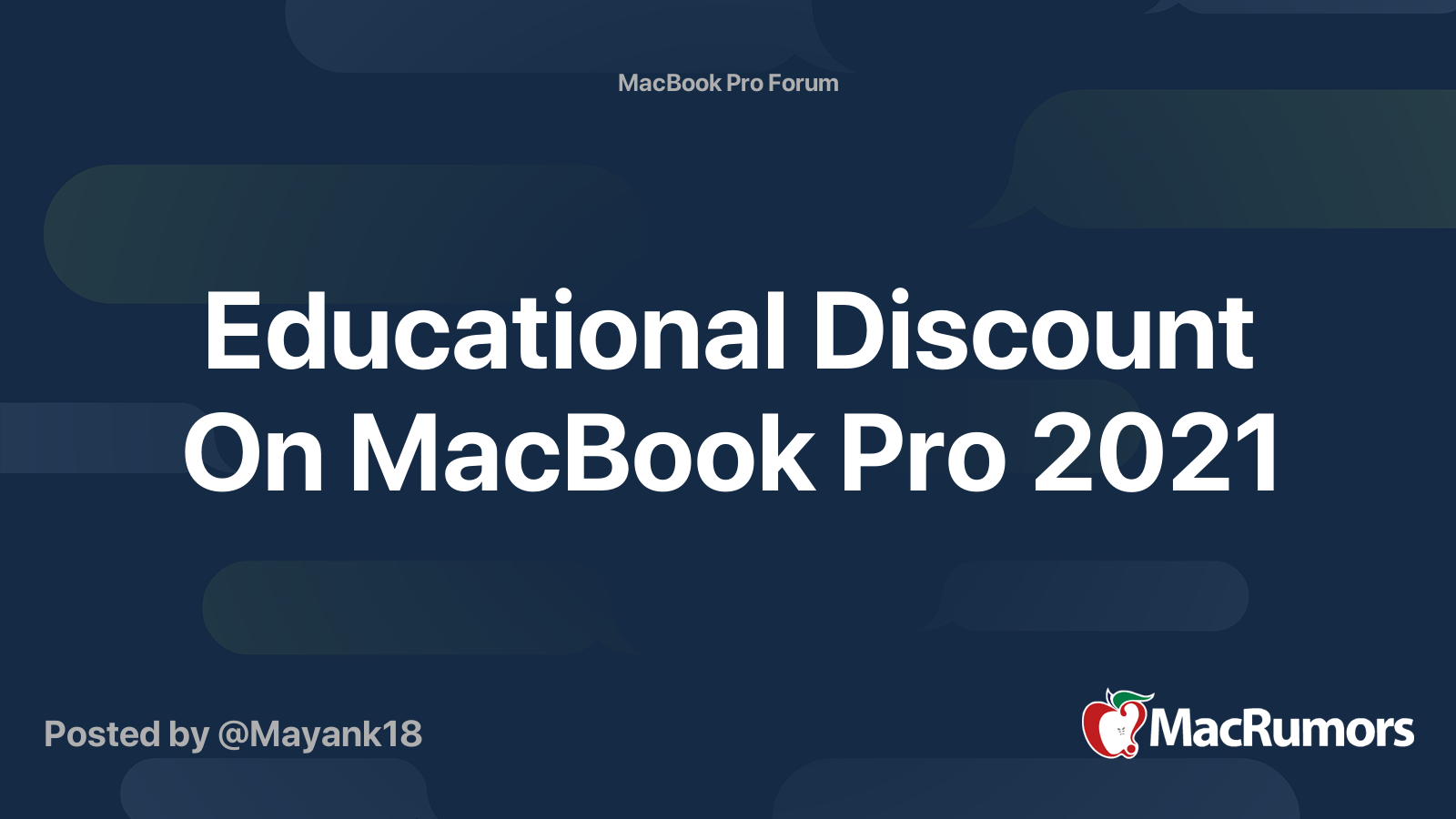 Educational Discount On MacBook Pro 2021 MacRumors Forums