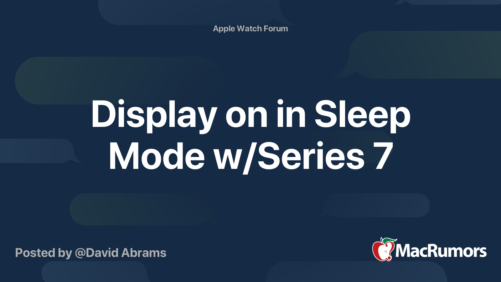 Display On In Sleep Mode W Series 7 MacRumors Forums
