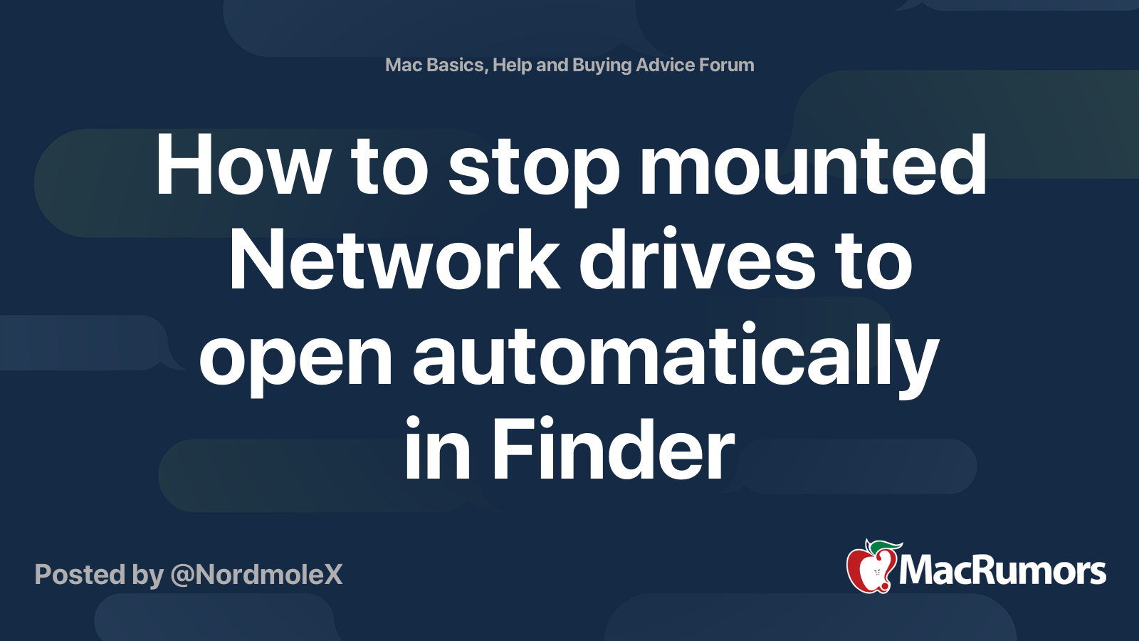 How to stop mounted Network drives to open automatically in Finder