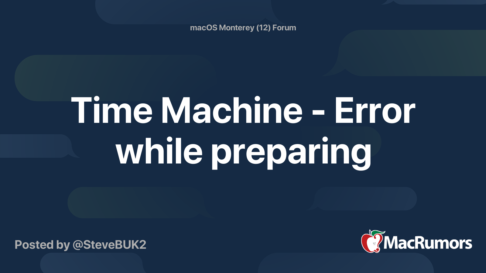 Time Machine Error while preparing MacRumors Forums