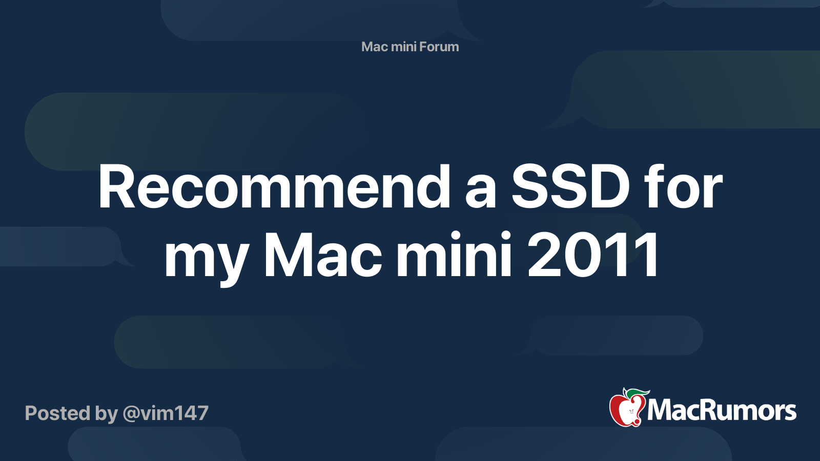 Recollection vest Jeg vil have Recommend a SSD for my Mac mini 2011 | MacRumors Forums