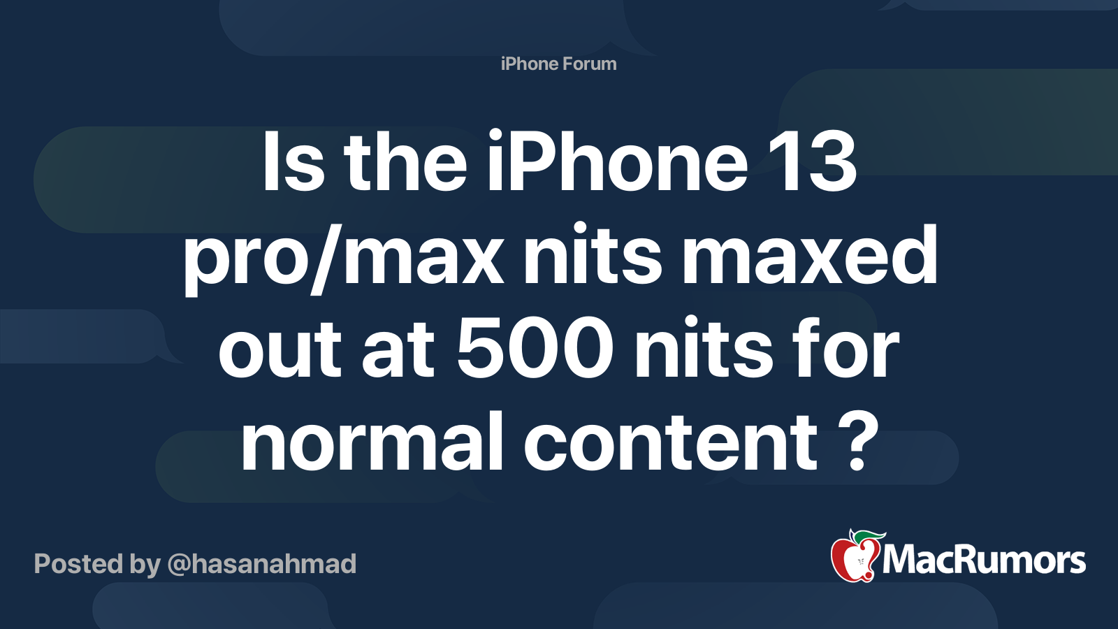 Is the iPhone 13 pro/max nits maxed out at 500 nits for normal content