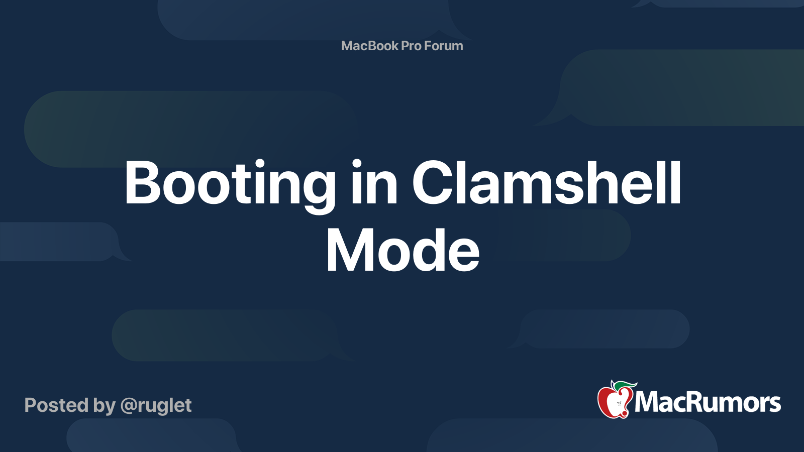 Booting in Clamshell Mode MacRumors Forums