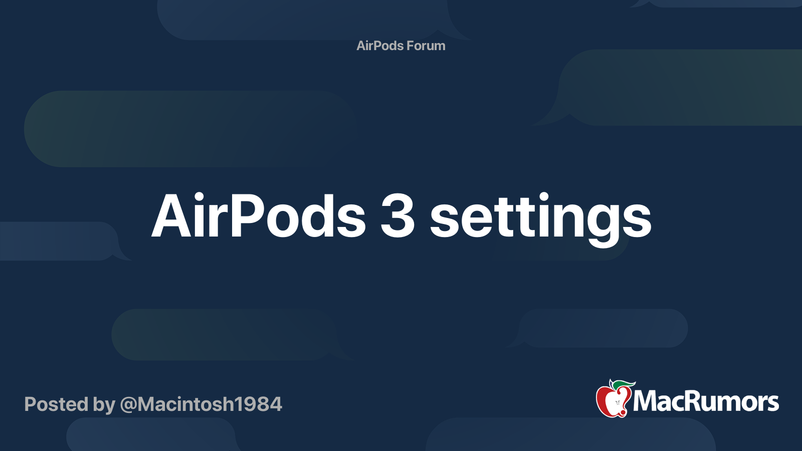 AirPods 3 settings | MacRumors Forums