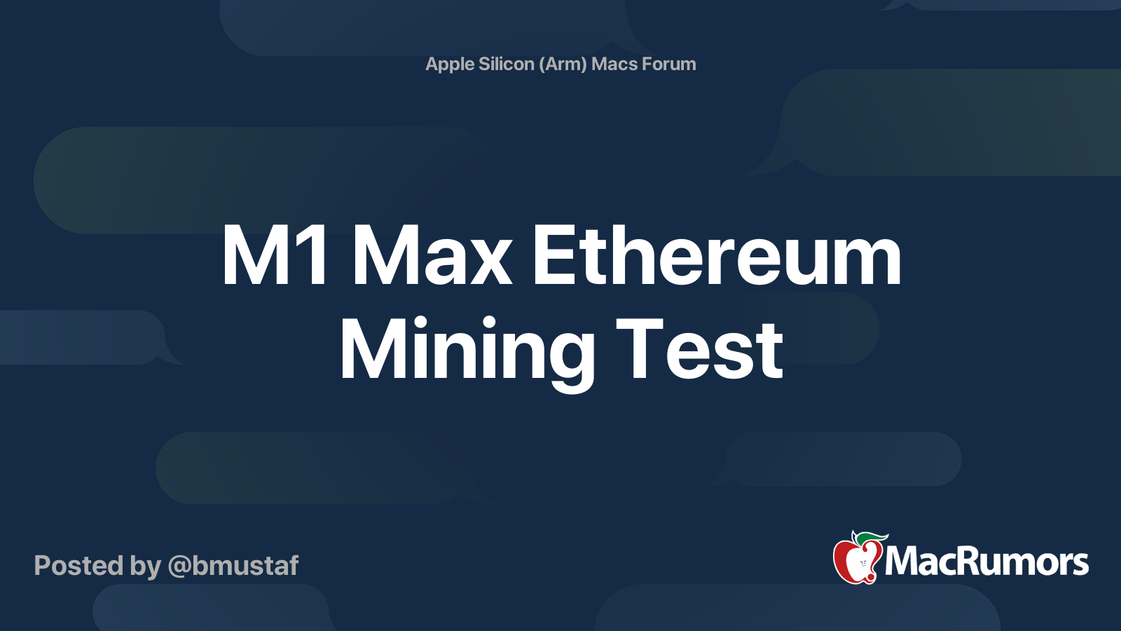 M1 Max Ethereum Mining Test | MacRumors Forums