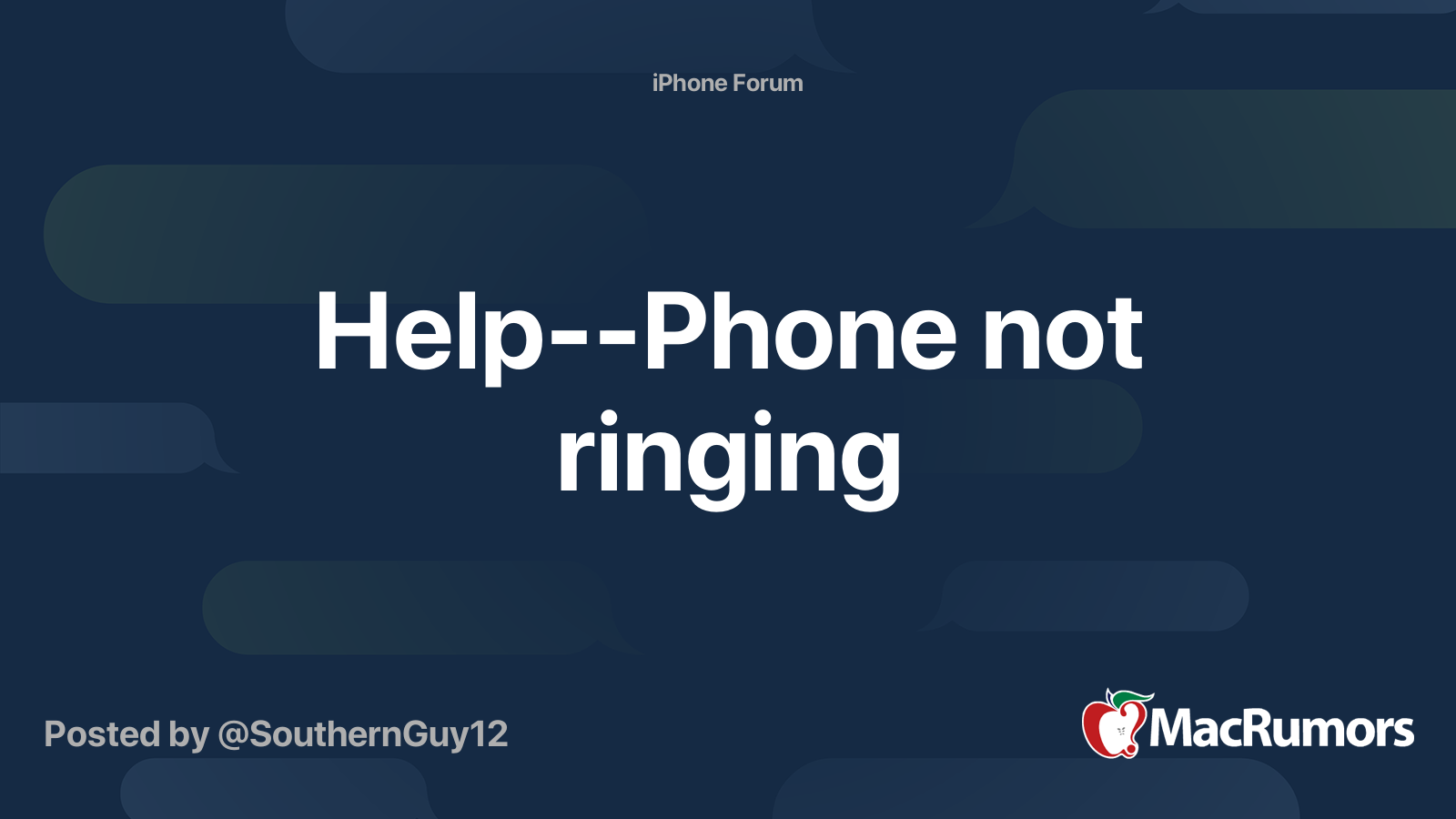 HelpPhone not ringing MacRumors Forums
