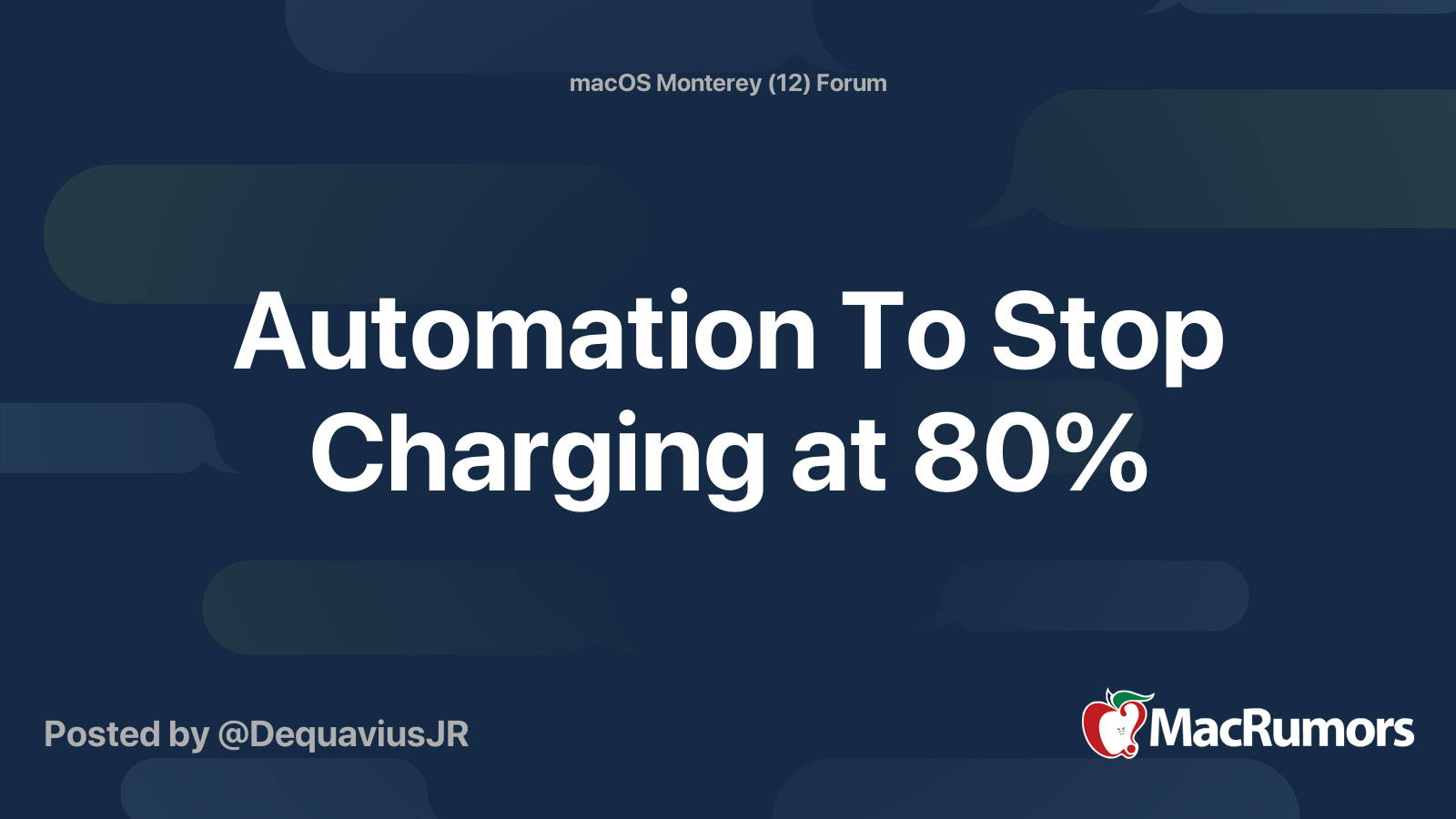 Automation To Stop Charging At 80 MacRumors Forums
