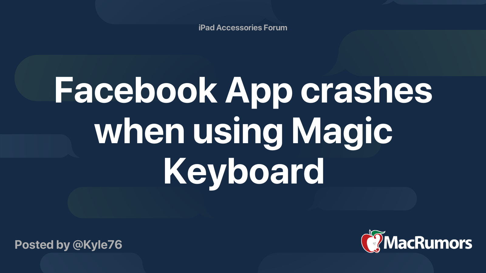 Facebook App crashes when using Magic Keyboard MacRumors Forums