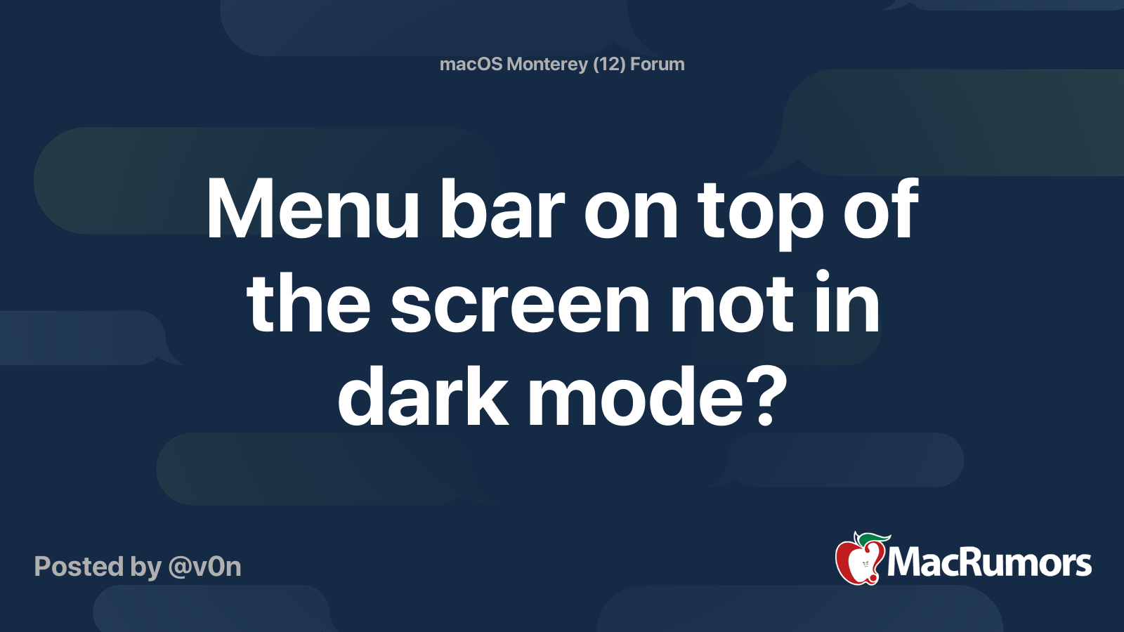 Menu bar on top of the screen not in dark mode? | MacRumors Forums