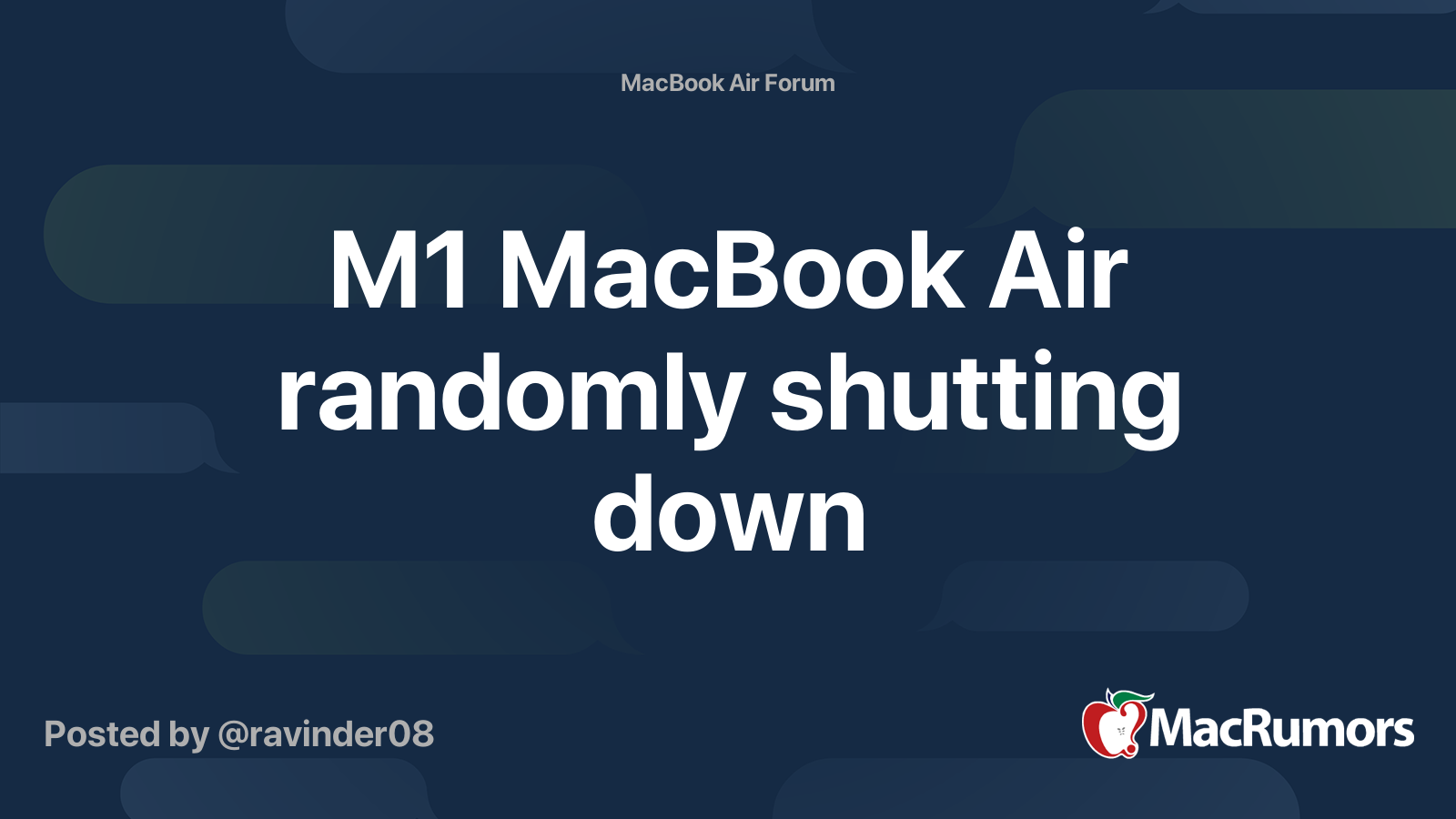M1 MacBook Air randomly shutting down | MacRumors Forums
