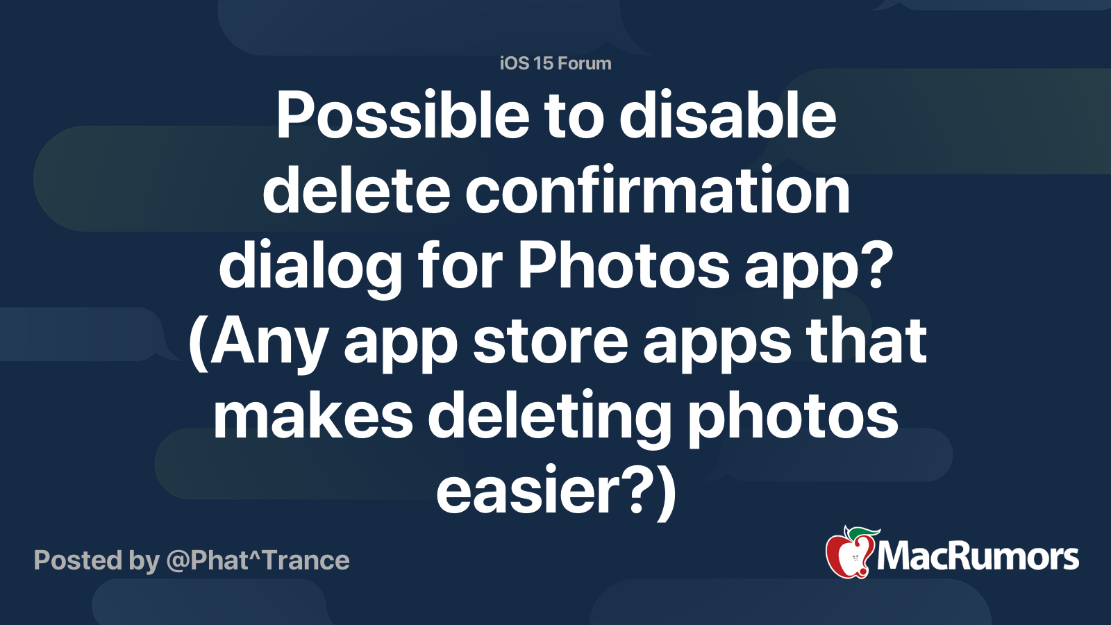 Possible to disable delete confirmation dialog for Photos app? (Any app ...