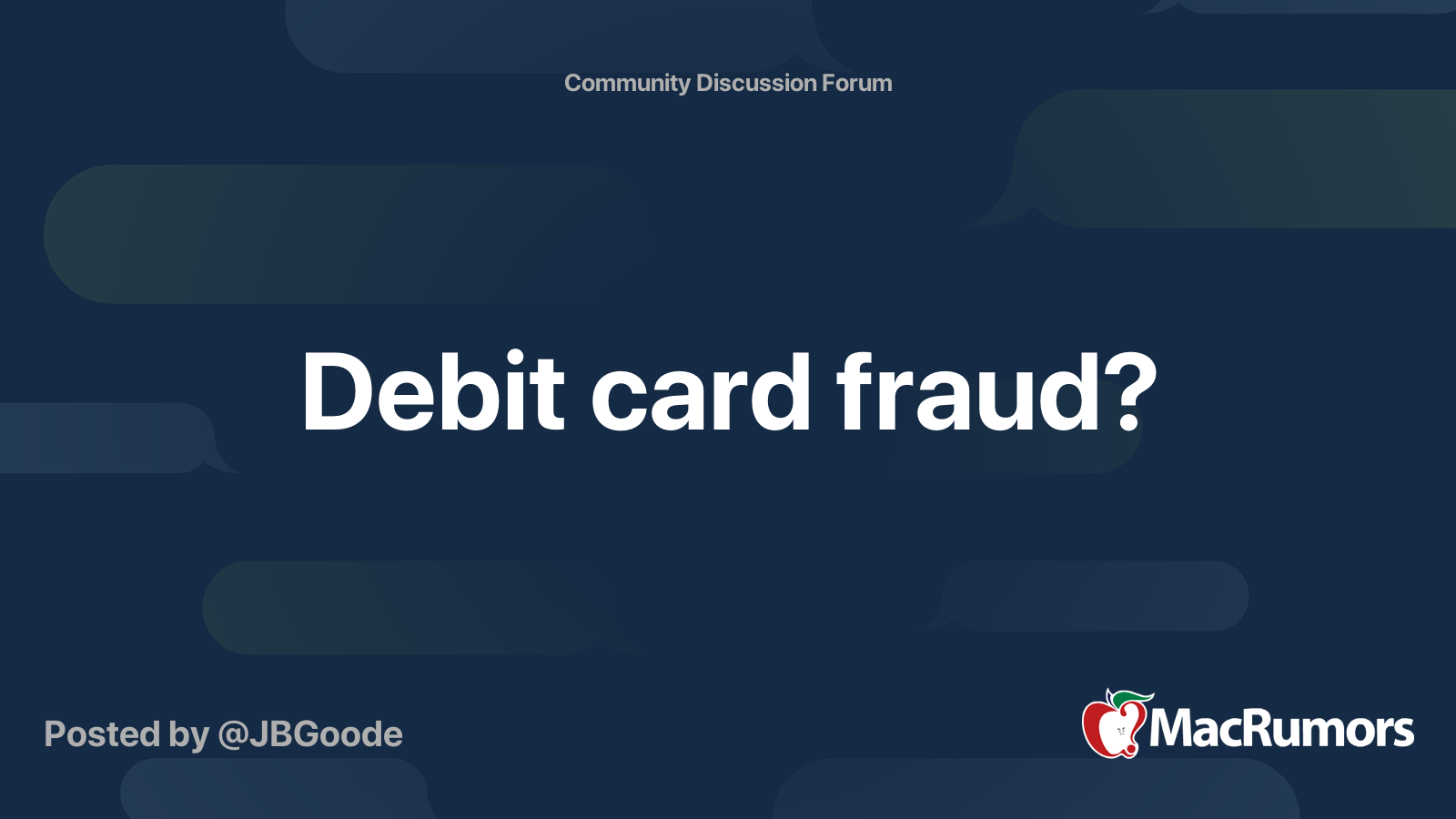 Debit card fraud? | MacRumors Forums