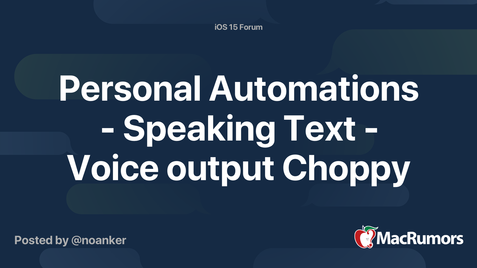 Personal Automations - Speaking Text - Voice output Choppy | MacRumors ...