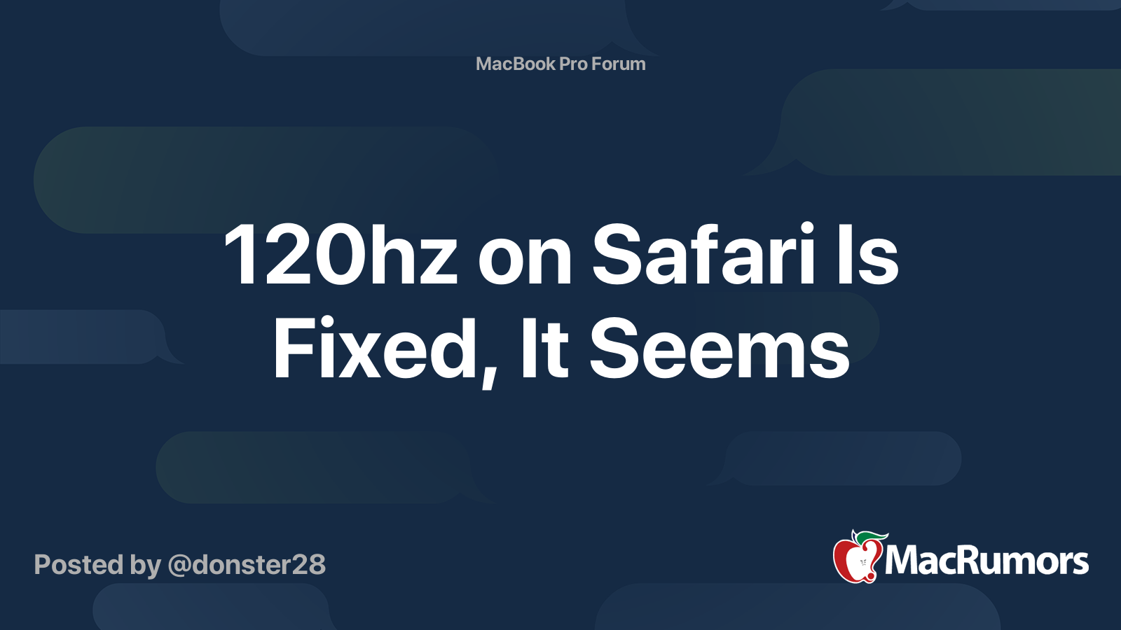 120hz on Safari Is Fixed, It Seems | MacRumors Forums