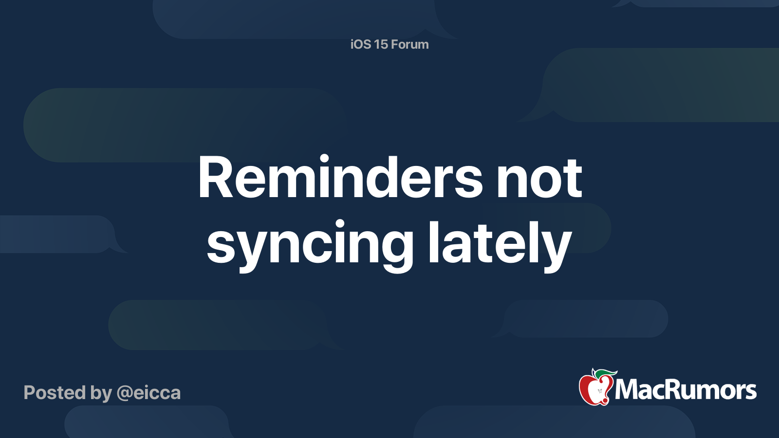 Reminders not syncing lately MacRumors Forums