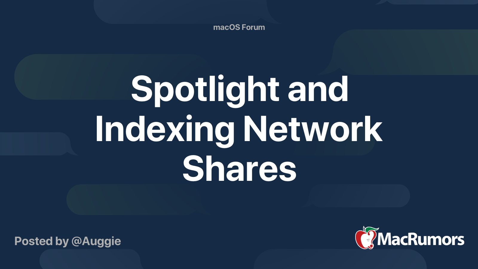 Spotlight and Indexing Network Shares | MacRumors Forums